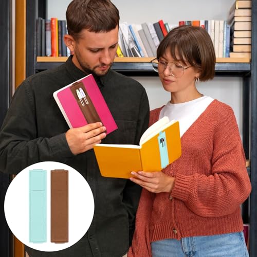 2 Pack Pen Holder for Notebook & Bible Pen Holder Elastic Pen Sleeve | Elastic Sleeve, 18cm (7.09in)-21cm (8.27in), PU Leather for Notebooks, Planners, Journals & Bibles, Brown Light Blue - color: Brown Light Blue