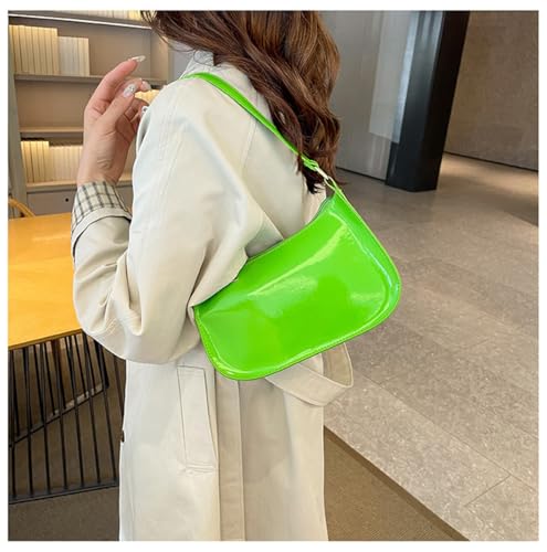 Patent Vegan Leather Evening Purse Shiny Clutch MINI Hobo Handbag Shoulder Bags - color: Green