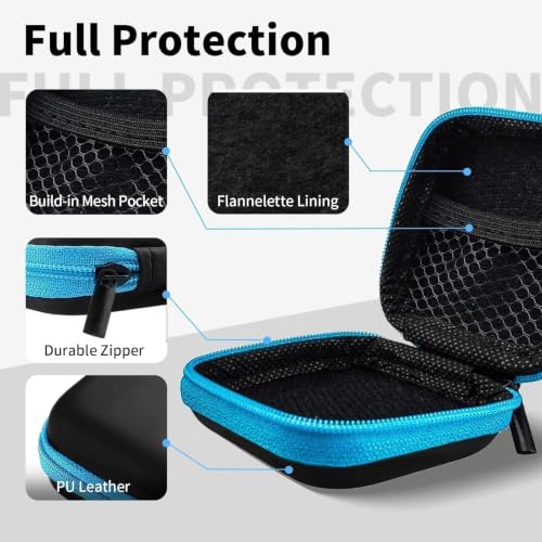1 Pack Square Earbud Case Storage Bag with Carabiner, Blue | Portable EVA Carrying Case, For Wired/Wireless Headphones, SD Card Storage, Camera Chip - color: C2-square blue