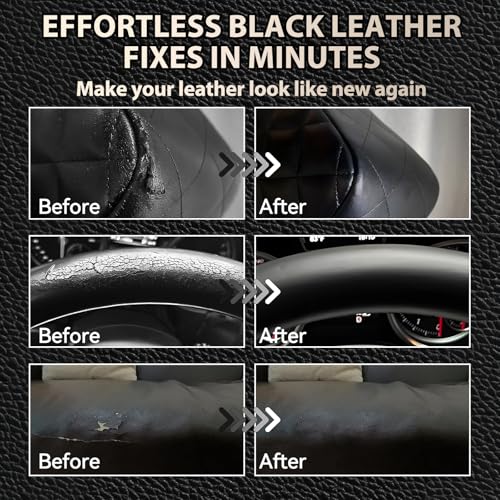 Black Leather Repair Kit for Furniture, Leather Couch Repair Kit | For Car Interiors, Seats, Steering Wheel, Sofa, Shoes, Restore Leather Scratch, Tears & Burn Hole With Easy Instructions