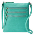 Solene Crossbody Bag Functional Multi Pocket Messenger Purse Top Zip Closure Shoulder Handbag With Adjustable Strap - color: Turquoise