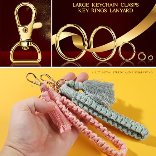 LEOBRO Keychain Making Kit, 265PCS Keychains Clips and Key Rings, Metal Lobster Claw Clasps and Key Chain Rings, Key Rings Bulk, Keychain Rings, Clip for Key Chains, Jewelry Making, Crafts, Gold - color: B-Gold