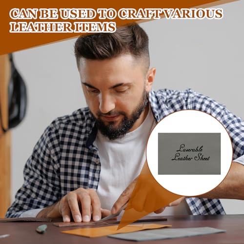 HARFINGTON Laserable Leather Sheets 18" x 12" x 0.04" Non-Adhesive Engraving Leatherette Sheets Laserable Leather Hat Patch for DIY Caps Jackets Backpacks Clothing, Gray/Black - color: Gray/Black