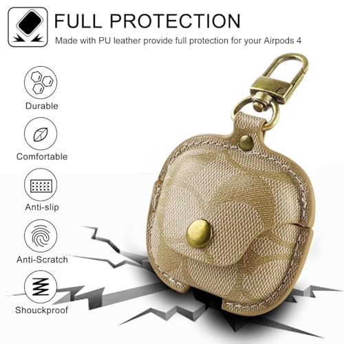 for AirPods 4 Case, Leather Full Body Shockproof Protective Cover (A) - color: A