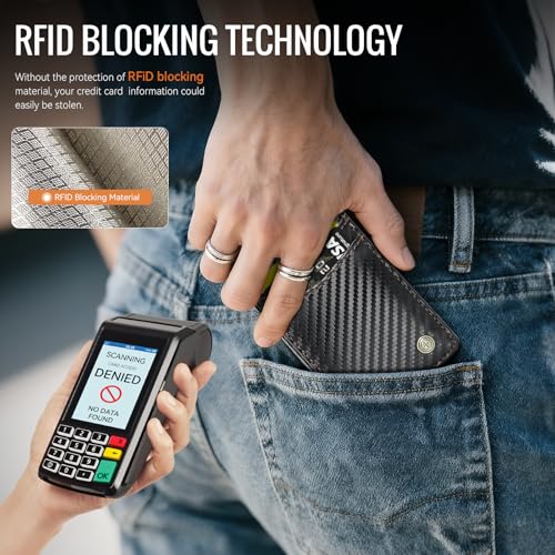 Slim Wallet for Men RFID Blocking Card Holder Bifold Front Pocket Mini Wallet with 8 Card Slots and 2 Cash Pockets, Minimalist PU Leather Small Travel Purse Compact Gift for Him, Carbon Black - color: Carbon Black