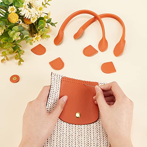 WADORN 8pcs PU Leather Handbag Knitting Kits, DIY Crochet Bag Making Including Sew on Bag Handles Snap Button Bag Covers Handmade Craft Shoulder Bag Making Accessories, Brown - color: Brown