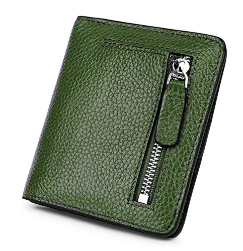 Small Leather Wallet for Women, Ladies Credit Card Holder RFID Blocking Women's Mini Bifold Pocket Purse - color: Green Rfid Blocking