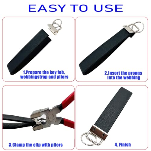 OFCOX Key Fob Hardware Set 50pcs 1 inch with Installation Pliers Tool for Wristlet Keychain Key Lanyard Making Supplies for Purse Straps Crafting DIY