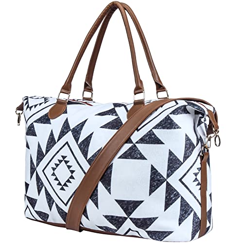 Weekender Bag Duffle Bag For Women Large Travel Tote Bag Overnight Weekend Bags With Shoulder Strap Cow Leopard Atzec… - color: Geometry-a
