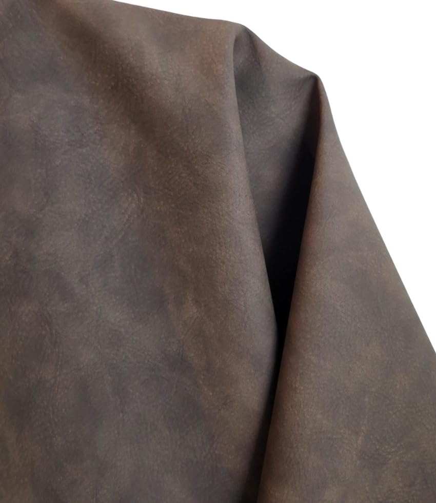Cafe Brown Nubuck Soft Faux Leather Fabric Sheet PU (Peta Approved Vegan) Leather Sold by the Yard Synthetic Pleather 0.9 mm Nappa Soft Smooth Upholstery (Cafe Nubuck, BY THE Yard) - color: Cafe Nubuck, size: BY THE YARD