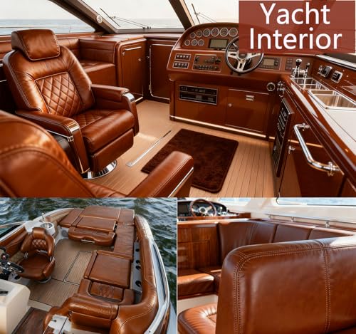 CDY Marine Vinyl Faux Leather: Soft Waterproof Faux Leather Fabric 54"x 36" | Durable Easy to Cut Marine Vinyl Brown Leather - Upholstery Fabric for Making Crafts DIY Upholstery Boat Car Sofa (Brown) - color: Brown