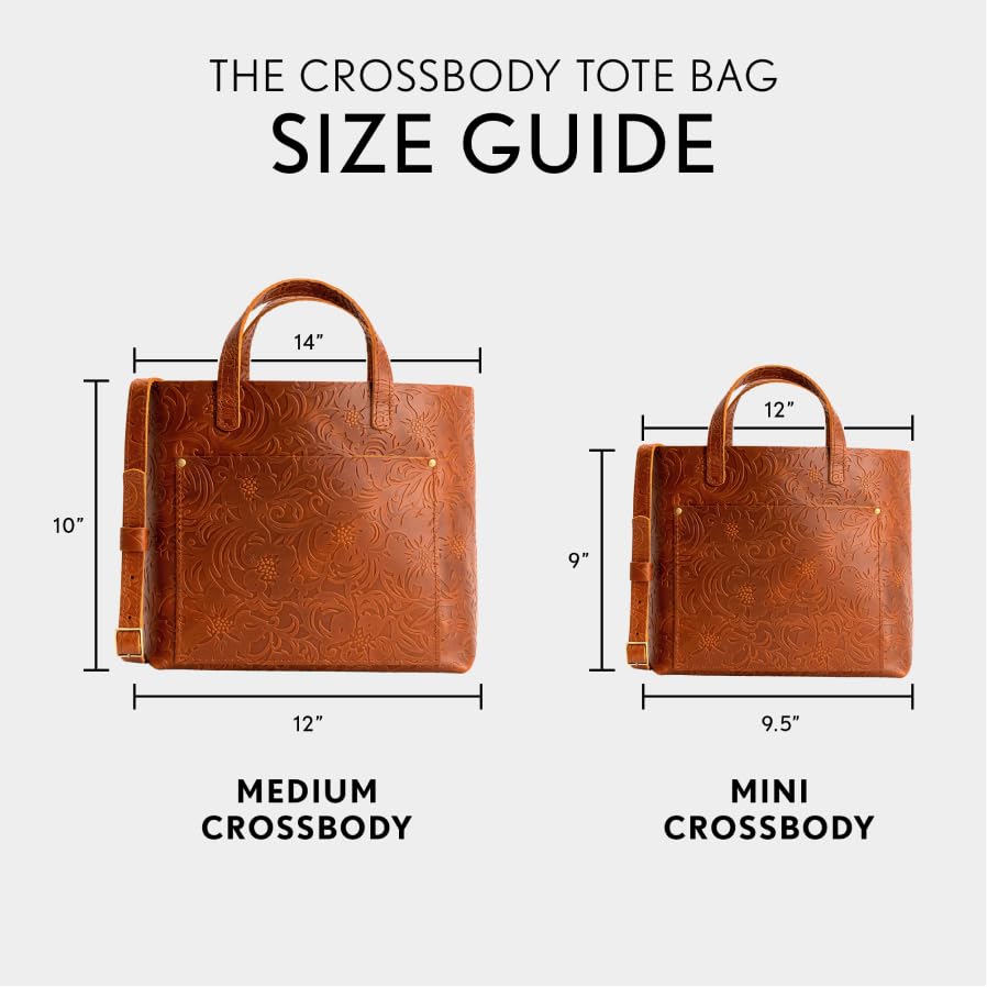 Portland Leather Goods Medium Crossbody Zipper Tote for Women – Handmade from the Finest Full-Grain Hides - color: Meadow