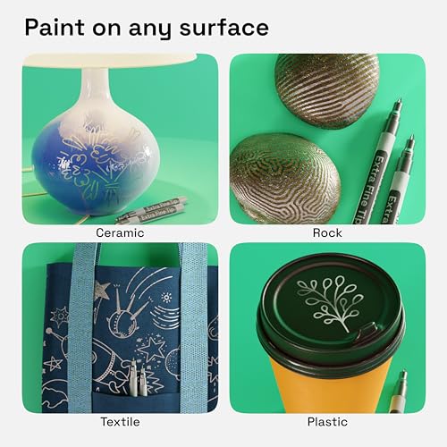 ARTISTRO Silver Acrylic Paint Markers - 0.7mm Extra Fine-Tip - Set of 2 - color: Silver