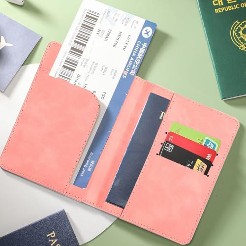 Passport Holder for Travel, US Passport Cover and Card Slot Combo - color: Pink