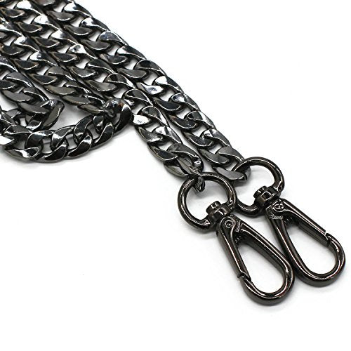 55" Black Heavy Duty Flat Iron Chain Purse Strap for Purse Handbag | Adjustable replacement shoulder strap, Flat Chain Strap with Connectors, universal accessory fit purses handbags (Gun-Black) - color: Gun-black