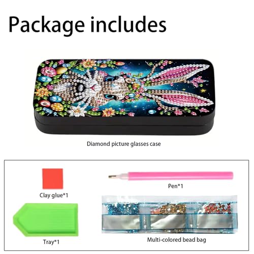 DIZAKIM 1pcs 5d Diamond Art Kits for Adults Small Diamond Painting Kit Gem Art Paint by Diamonds Dots Eyeglasses Case DIY for Beginner Women (#9) - color: #9