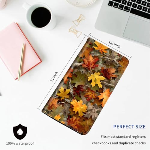 DEGDFSGR Checkbook Cover PU Leather Checkbook Covers for Women for Duplicate Checks, Check Book Covers with RFID Blocking Function for Personal Checkbook, Autumn Leaf - color: Autumn Leaf