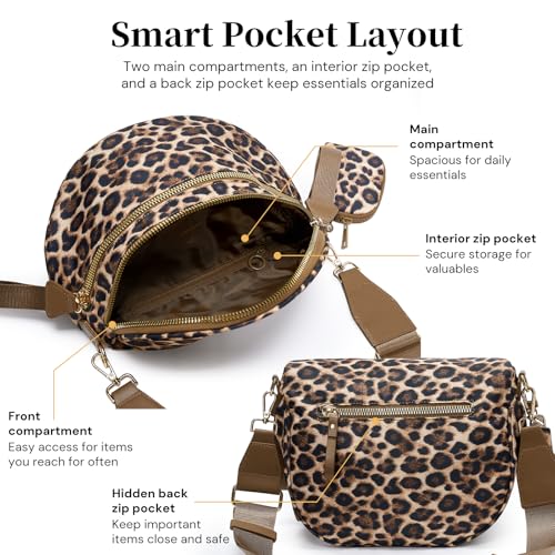 Woven Vegan Leather Bum Bags Women Crossbody Bag, Coin Purse, Trendy Fanny Packs, Adjustable Wide Strap Spacious Travel Sling (Cheetah Print) - color: Cheetah Print