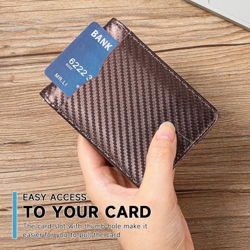 FALAN MULE Mens Wallet RFID Blocking Slim Bifold Wallets with Money Clip Leather Minimalist Thin Card Holder - color: Ba-Coffee