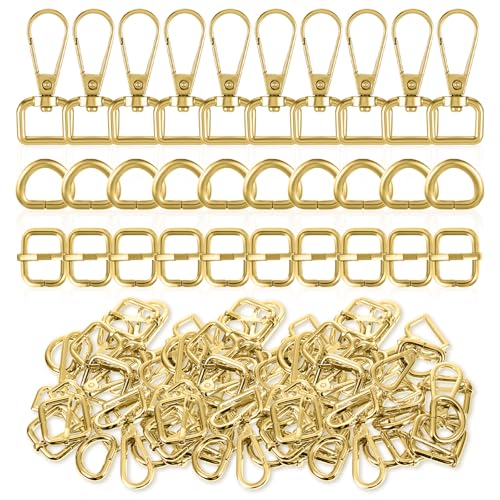 30 Pcs Metal Swivel Lobster Clasp Hooks,D Rings Purse Hardware for Bag Making,Purse Strap Hardware Push Gate Snap Hooks Trigger Clips for DIY Crafts Keychain Purse Handbag Making (Gold,1/2 Inch) - color: Gold, size: 1/2 Inch