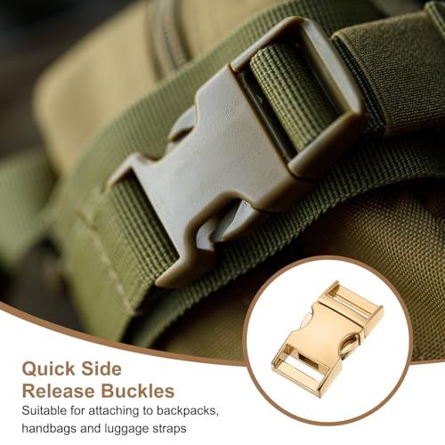 HARFINGTON Metal Quick Side Release Buckles Zinc Adjustable Quick Release Buckle Replacement Snaps Clips Clasps - color: Light Gold, size: 3/4"(20.5mm)