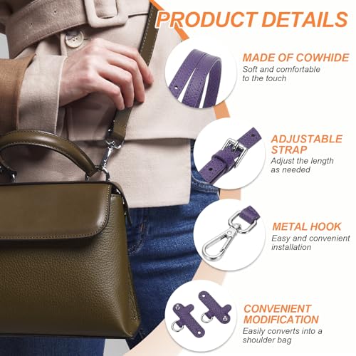 PATIKIL Leather Shoulder Strap, Adjustable Purse Straps Replacement Kit with Clasp for Crossbody Handbag Mini Tote Bag, Purple - color: Purple