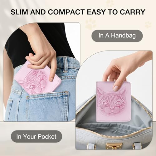 Small Wallet Women Slim RFID Leather Bifold Wallet Embossed Design | Compact design with ID window, card slots, and zipper coin pocket, ideal for daily travel, shopping, and gifts - color: 11-Light Pink