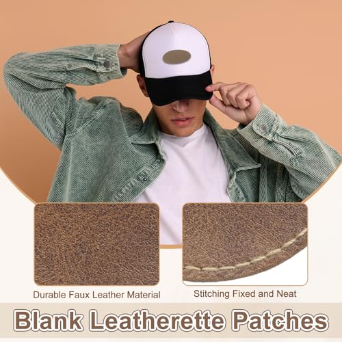 MECCANIXITY Blank Leatherette Patches, 2.5 Inch Round Faux Leather Hats Patches with Adhesive Iron-on Heat Press Laserable Rustic for Hats DIY Fabric Repair Sew(Brown, Pack of 25) - color: Brown