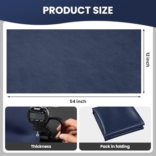 Marine Vinyl Fabric, Upholstery Faux Leather Fabric by The Yard, 0.95 mm Thick PU Leather Sheets for Sofa Chairs Handbags Hair Bows Earrings Crafts (1 Foot 12''X 54'', Blue) - color: Blue, size: 1 Foot