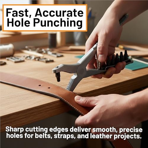 SE 8.75-Inch Stainless Steel Leather Punch Pliers with Replaceable Screws - Model 7926LP