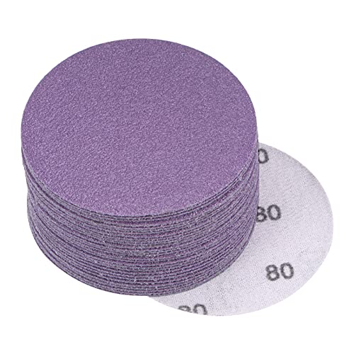 uxcell 30Pcs 3" Purple Sanding Discs 80 Grits Hook and Loop Sand Paper | Professional Aluminum Oxide Sanding Pad for Wood Metal Paint Finishing Wet Dry Polish - style: 80 Grit