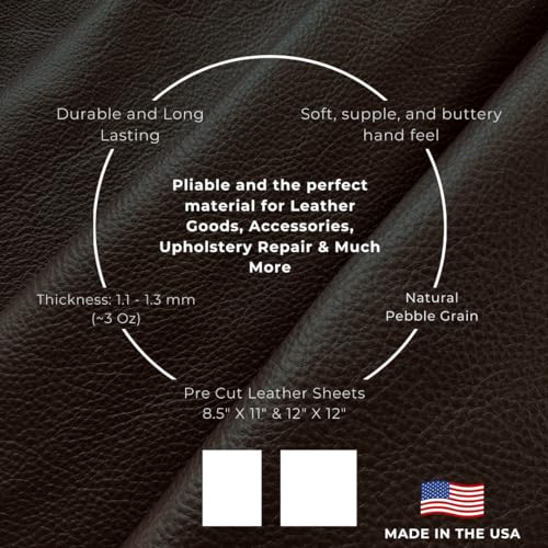 Natural Grain Cow Leather: 8.5'' x 11'' Pre Cut Leather Pieces (Burgundy, 3-Pack) - color: Burgundy, size: 3-Pack