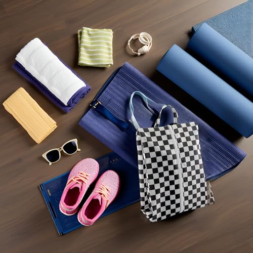 Travel Shoe Bags, Set of 12, Large Oxford Fabric Storage Bags with Zipper and Handle, Water-Resistant Pouches (Black) - style: Black