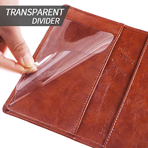 Leather Checkbook Cover for Men Women RFID Blocking by GNEGNI - color: Waxy Tan