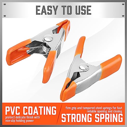 HORUSDY 32-Piece 2" inch Small Spring Clamp, Spring Metal Spring Clamps, 3/4"-inch Jaw opening - color: Orange, size: 2 inch 32-Piece
