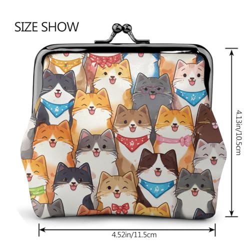 Kiss-lock Coin Purse for Women Change Purses Cute Small Coin Pouch Tiny Coin Wallet (Colorful Cats) - color: Colorful Cats