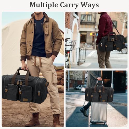 Gonex Duffle Bag for Travel, Expandable 60L Overnight Weekender Gym Bag | Water-Resistant Canvas, Wet-Dry Pocket, Luggage Sleeve, Carry-On Size, Detachable Strap, Dark Grey - color: Dark Grey, size: X-Large-60l