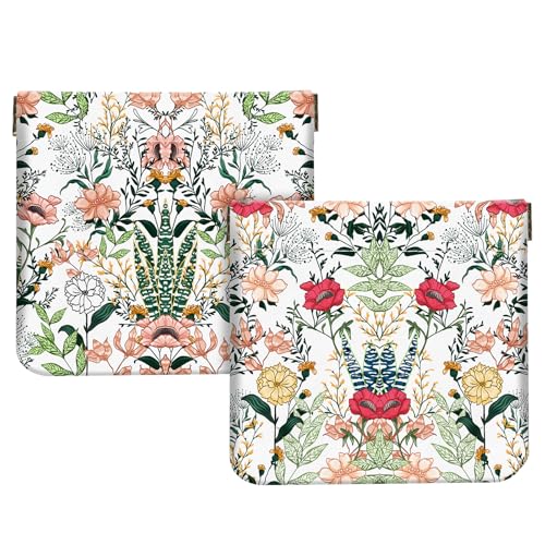 2Pcs PU Leather Small Squeeze Coin Purse Pouch Mini coin Bag Unique And Cute Wallet Cosmetic Bags Change Bag For Women Girls Men （Red and pink flowers - color: Red and pink flowers