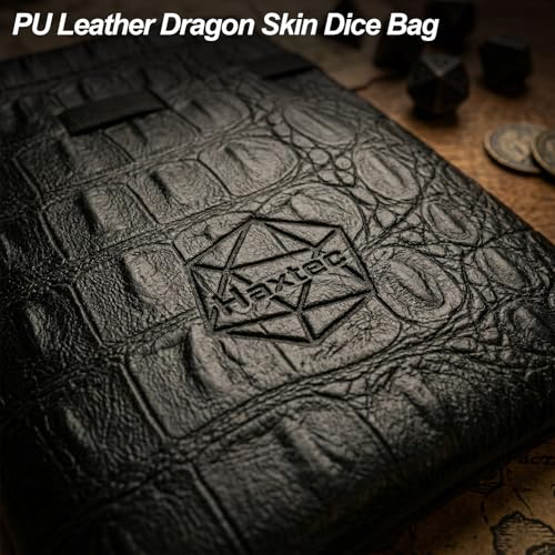 Haxtec Dragon Dice Bag, PU Leather DND Dice Pouch, Drawstring | DND Dice Bag, For Dungeons & Dragons, D&D Gifts for Dragon Gamer and Lovers, Black No Eye, Small - color: Black, size: Small