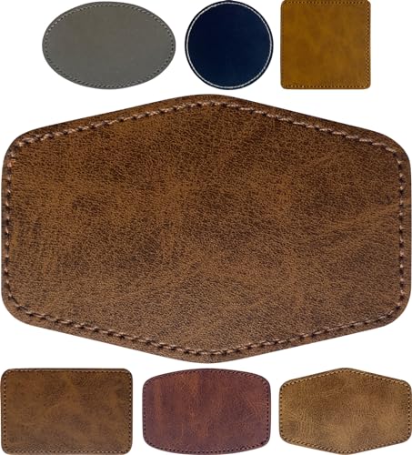 Hexagon Leatherette Hat Patches for Laser Engraving Blank Laserable Engravable Faux Leather Patch with Heat Press Adhesive Iron-on Trucker Hats Snapback/Cap/Beanie(Dark Brown,3 ×2 Inch,30 Pcs) - color: Dark Brown, size: Hexagon