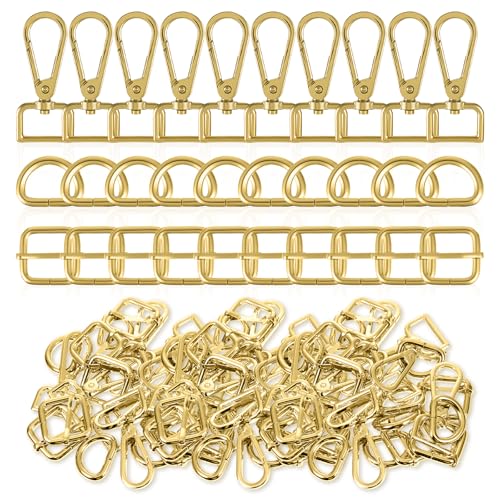 30 Pcs Metal Swivel Lobster Clasp Hooks,D Rings Purse Hardware for Bag Making,Purse Strap Hardware Push Gate Snap Hooks Trigger Clips for DIY Crafts Keychain Purse Handbag Making (Gold,3/4 Inch) - color: Gold, size: 3/4 Inch