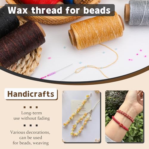 Jupean Waxed Thread for Leather Threads White Thread Leather String Cord - color: Original White