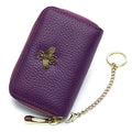 imeetu RFID Credit Card Holder, Small Card Wallet Women, Leather Card Case | Genuine Leather Women's Card & id Cases, Change Coin Purse with Zipper Keychain id Window, 20 Colors & 3 Styles, Daily, Gifts - color: Pro - Purple, size: Pro