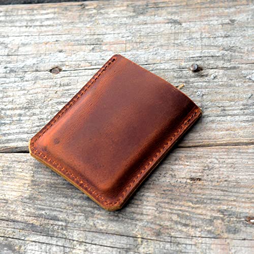 Front Pocket Card Case Slim Wallet Card Holder for Men & Women Minimalist Leather Wallet Card Holder Distressed Gifts - color: Brown