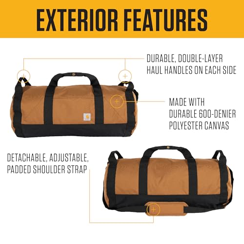 Carhartt Classic Round Duffel with Utility Pouch, Heavy-Duty, Water-Resistant Packable Gear Bag for Jobsite, Gym, and Travel - color: Port, style: 40l