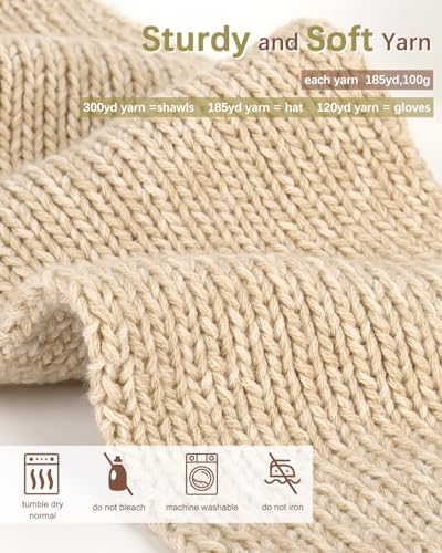 Katech Knitting Kit for Beginner- Learn to Knit Kit for Adults & Kids - color: light khaki