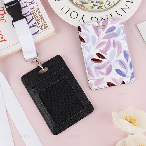 AUEAR, 4 Pack Sublimation Leather Work Card Badge Holder Blank with Lanyard for DIY Craft