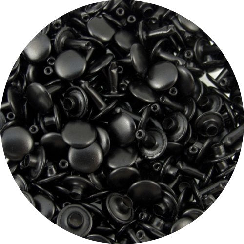 Double Cap Rivets – Black, Medium Size (9mm Caps, 8mm Posts), 100 Pack – Durable Metal Rivets for Leathercraft, Repairs, DIY Projects & Crafts – Springfield Leather Company