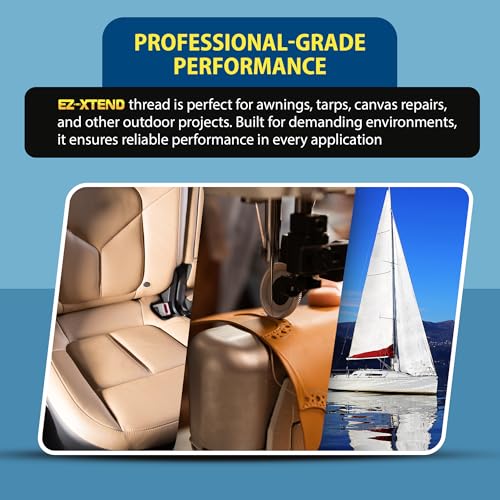EZ-Xtend #138 Bonded Polyester Thread 100% American Made for Outdoor and Marine Fabric Sewing Applications, Awnings, Tarps, Canvas. for Heavy Duty and Industrial Sewing Machines (White, 8 oz) - color: White