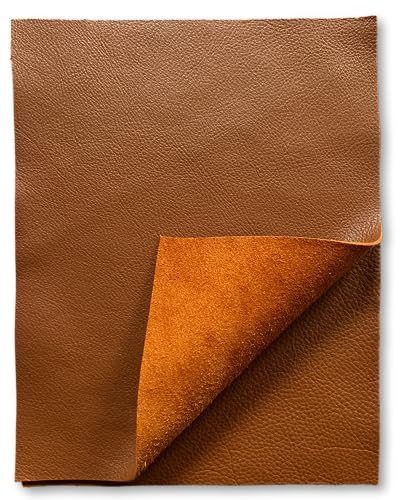 Natural Grain Cow Leather: 8.5'' x 11'' Pre Cut Leather Pieces (Cognac, 5-Pack) - color: Cognac, size: 5-Pack